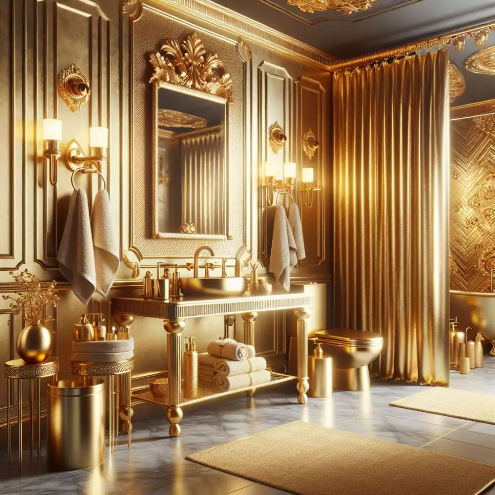 zlaté doplňky do koupelny