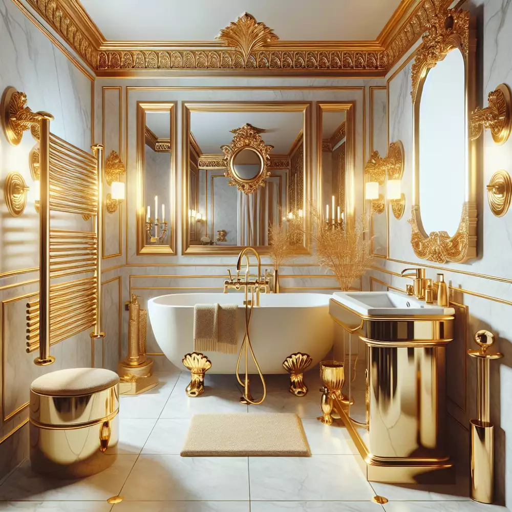 zlaté doplňky do koupelny