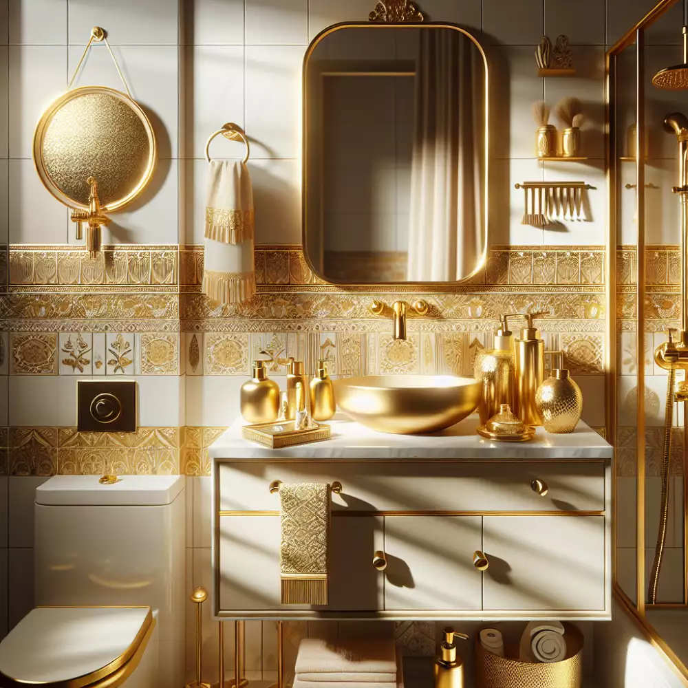 zlaté doplňky do koupelny
